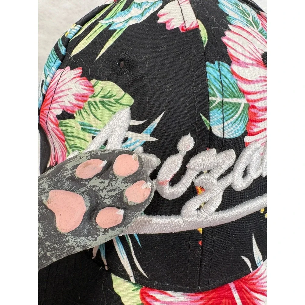Arizona Tropical Hibiscus Floral Baseball Cap‎ Black Pink One Size Hat